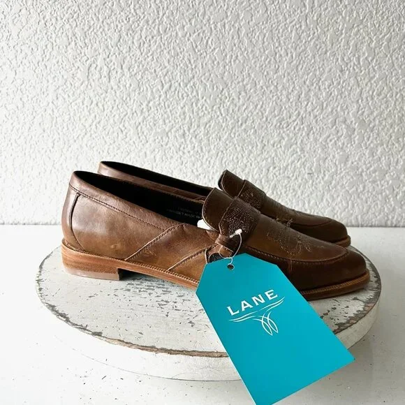 Lane Boots Womens Western Flats MARTINGALE Brown Cowgirl Loafer Slip On 8.5 - Picture 6 of 12